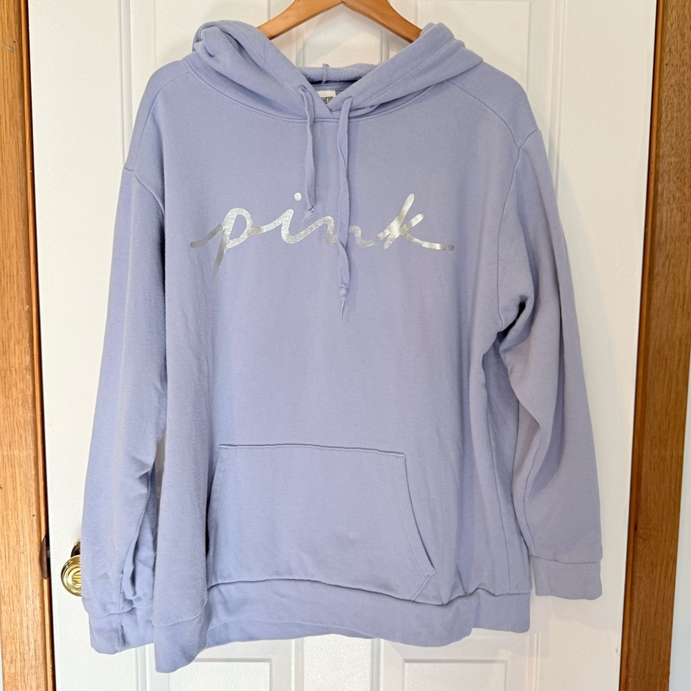 PINK Victoria's Secret: Light Purple Hoodie with Silver Logo